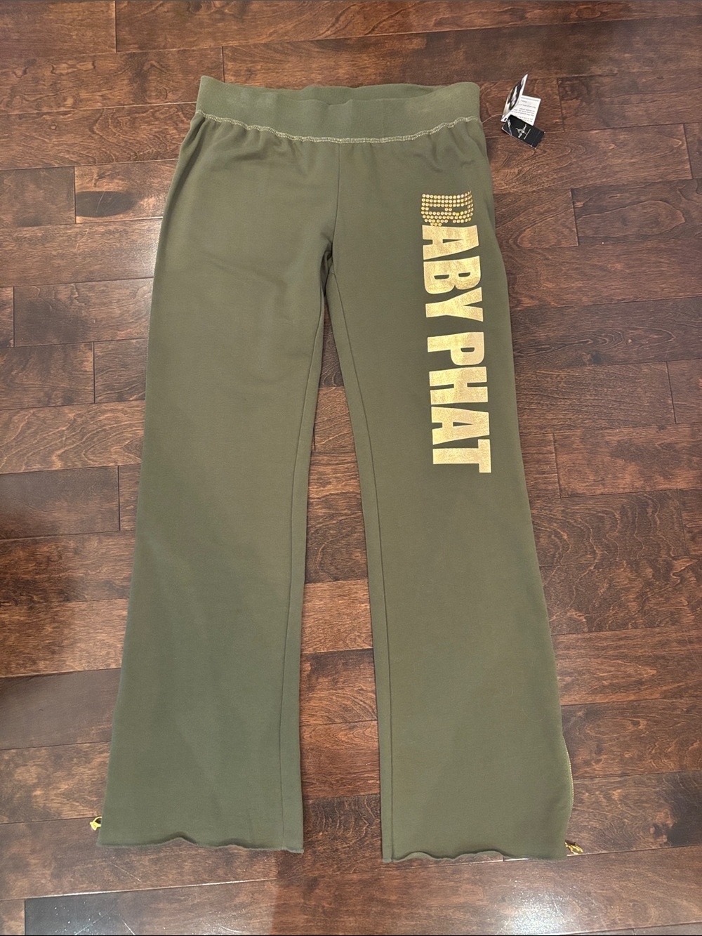 NWT Baby Phat | M | Olive Flare Logo Sweatpants - Picture 3 of 7